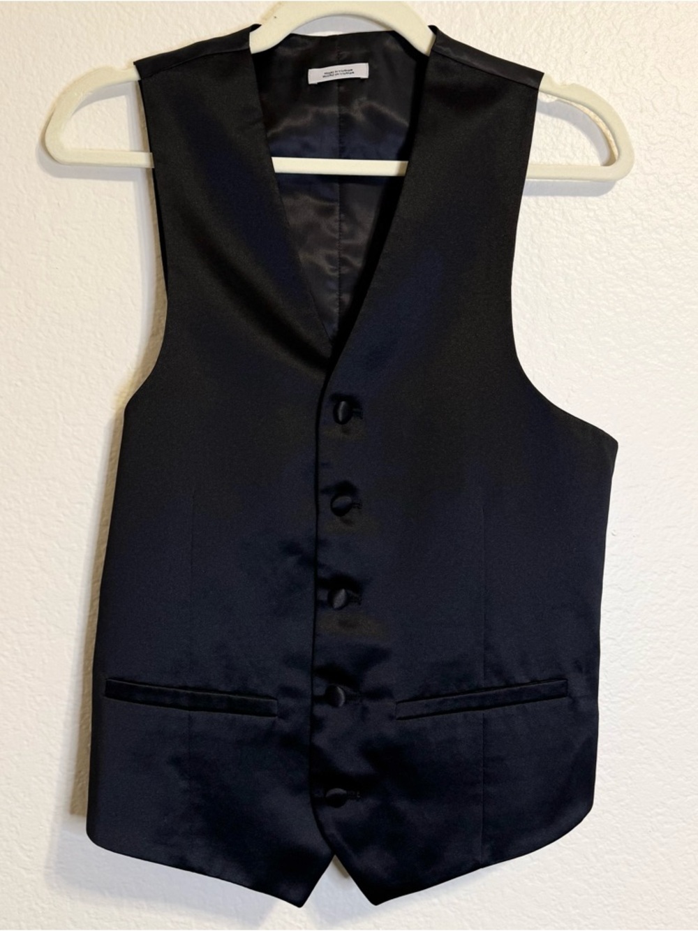 jf j.ferrar Men's Black Satin Dress Vest